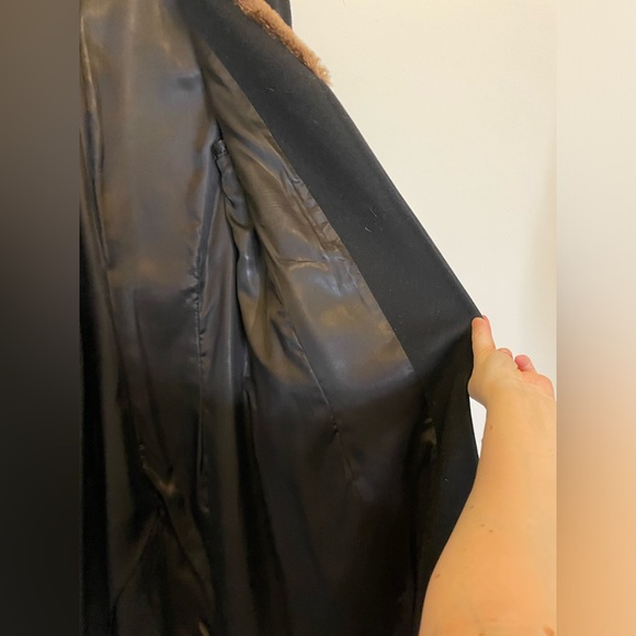 Calvin Klein wool coat with beaver fur collar menswear style womens wool coat - Picture 10 of 15